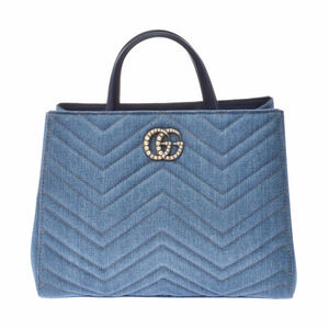 GUCCI GG Marmont 2way Handbag Pearl Limited Blue Denim Bag